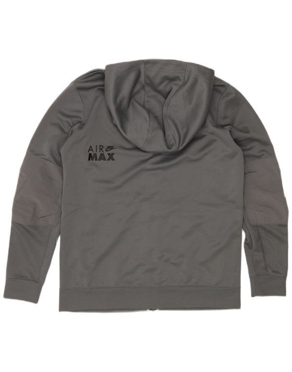 Nike Jungen-Kapuzenpullover mit grafischem Reißverschluss, 12–13 Jahre, großes graues Polyester
