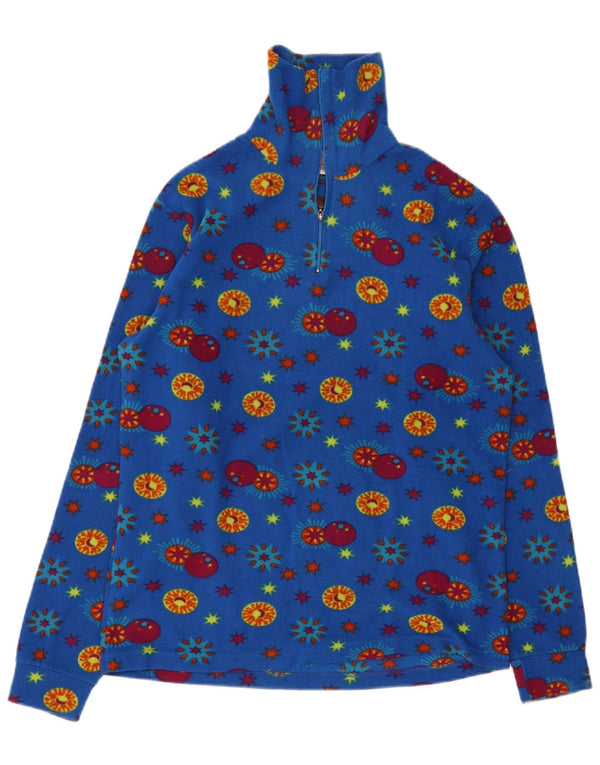 Conte of Florence Herren-Fleecepullover mit Reißverschluss am Hals, mittelblaues Blumenmuster