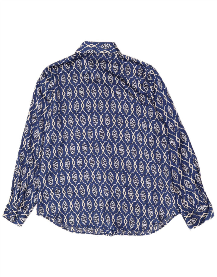 Zara Damen Hemd UK 10 Small Blue Ikat