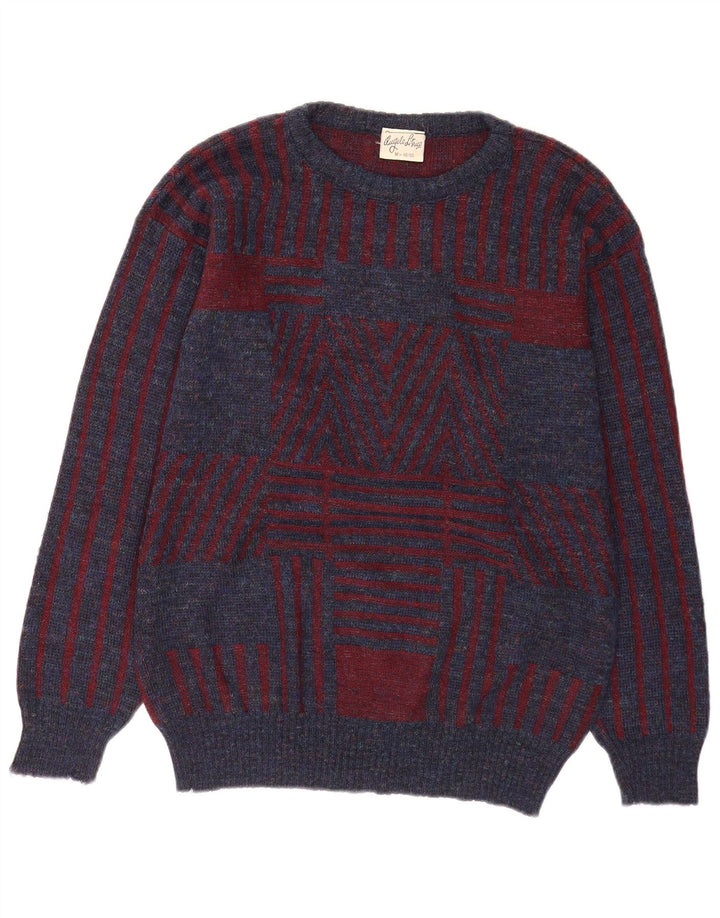 Angelo Litrico Herren-Pullover mit Rundhalsausschnitt, EU 48/50, mittelblau, geometrisch