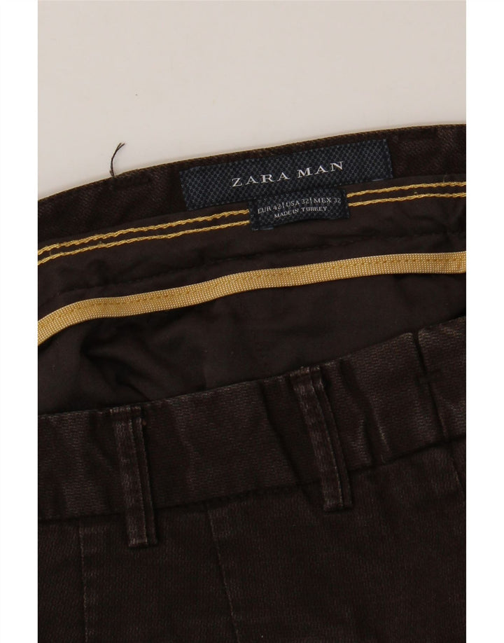 Zara Herren Slim Anzughose EU 42 Large W32 L32 Braun
