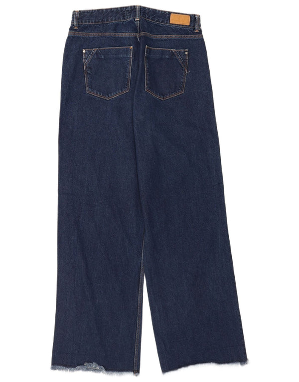 Zara Damen-Jeans mit weitem Bein, EU 38, Größe S, W28, L31, Marineblau, Baumwolle