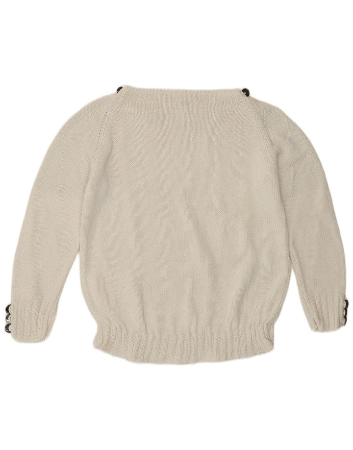 Vintage Damen Pullover mit U-Boot-Ausschnitt, UK 12, Mittelweiß