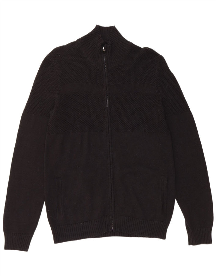 GUESS Herren-Strickjacke, groß, aus schwarzer Baumwolle