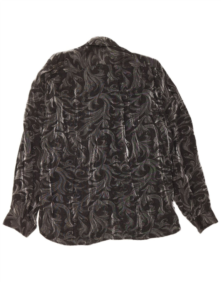 LUCIANA Damen Hemdbluse mit Rüschen vorne IT 42 Mittelgrau Paisley