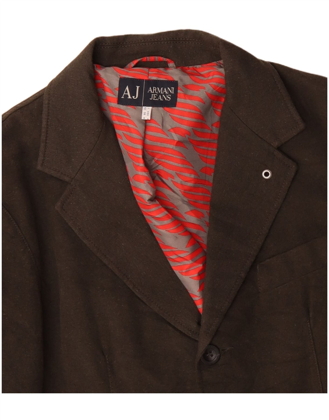 ARMANI JEANS Herren 2-Knopf-Blazerjacke IT 52 Große Khaki-Baumwolle