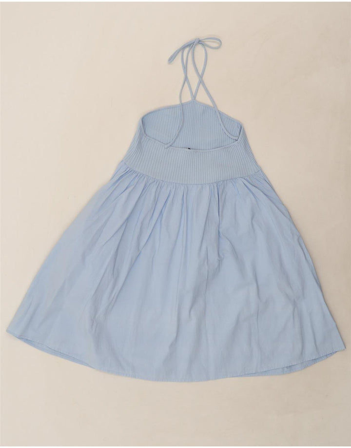 ZARA Womens Halter Dress UK 8 Small Blue Cotton Vintage Zara and Second-Hand Zara from Messina Hembry 