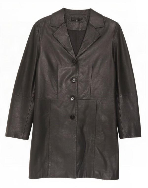 Vintage Damen Ledermantel EU 36 Small Schwarz