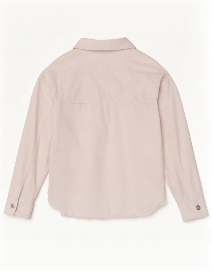 Zara Damen Übergroßes Jeanshemd UK 6 XS Weiße Baumwolle