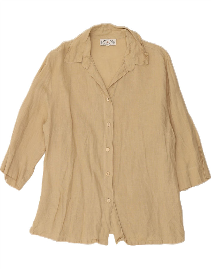 VINTAGE Womens 3/4 Sleeve Shirt IT 50 XL Beige Vintage Vintage and Second-Hand Vintage from Messina Hembry 