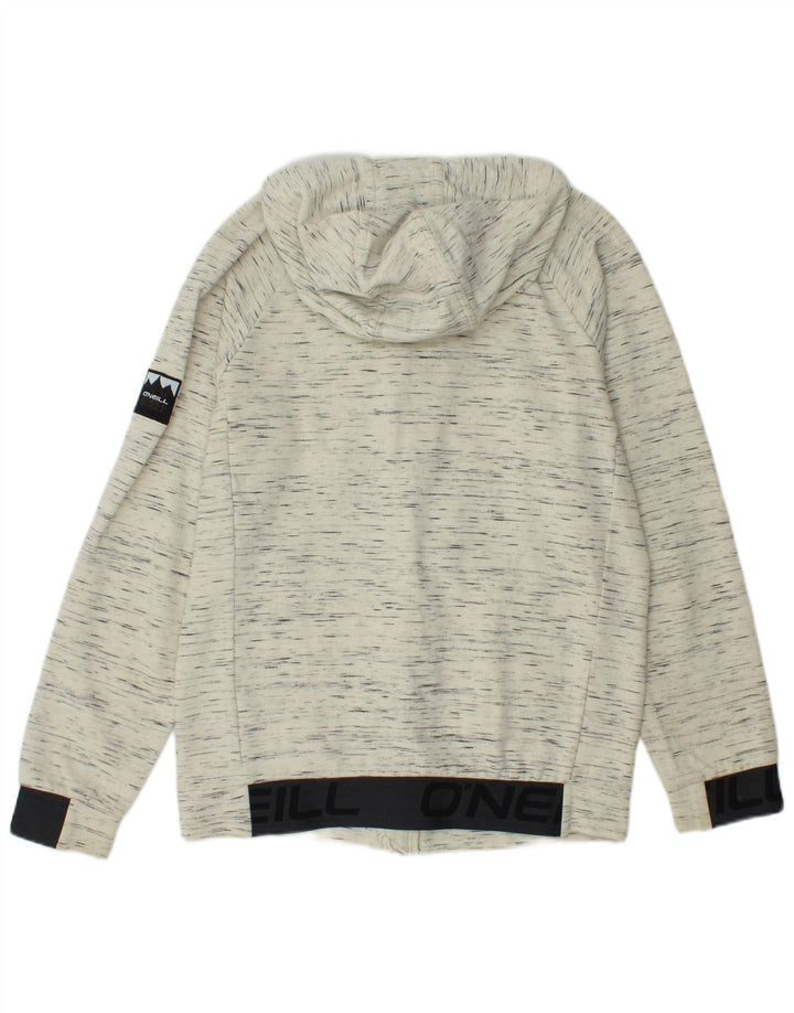 O'NEILL Mens Zip Hoodie Sweater Small Off White Flecked Cotton