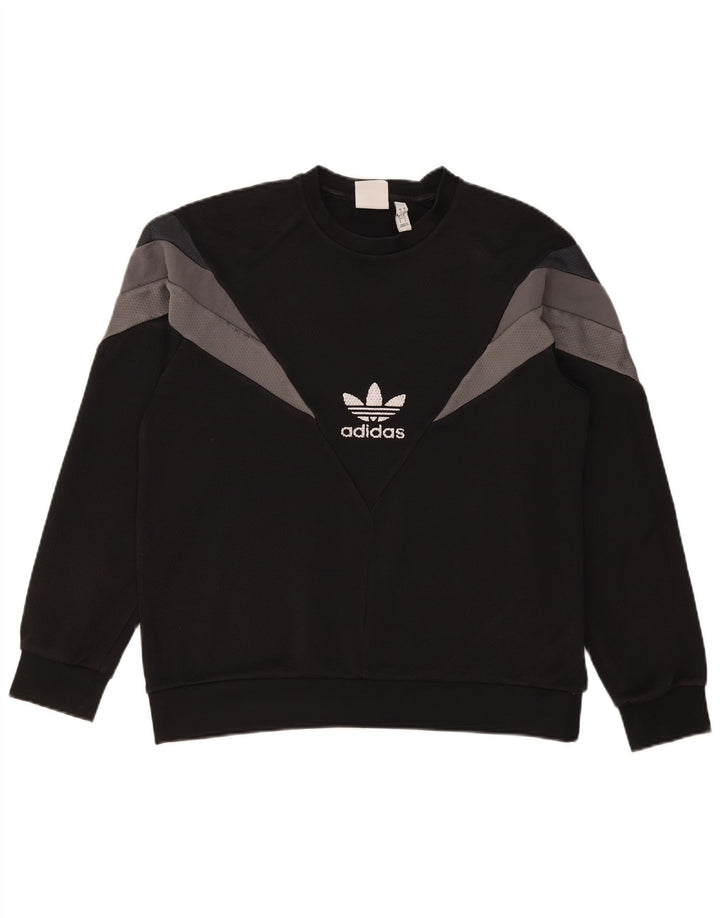Adidas Herren Grafik-Sweatshirt-Pullover, großes, schwarzes Farbblock-Polyester