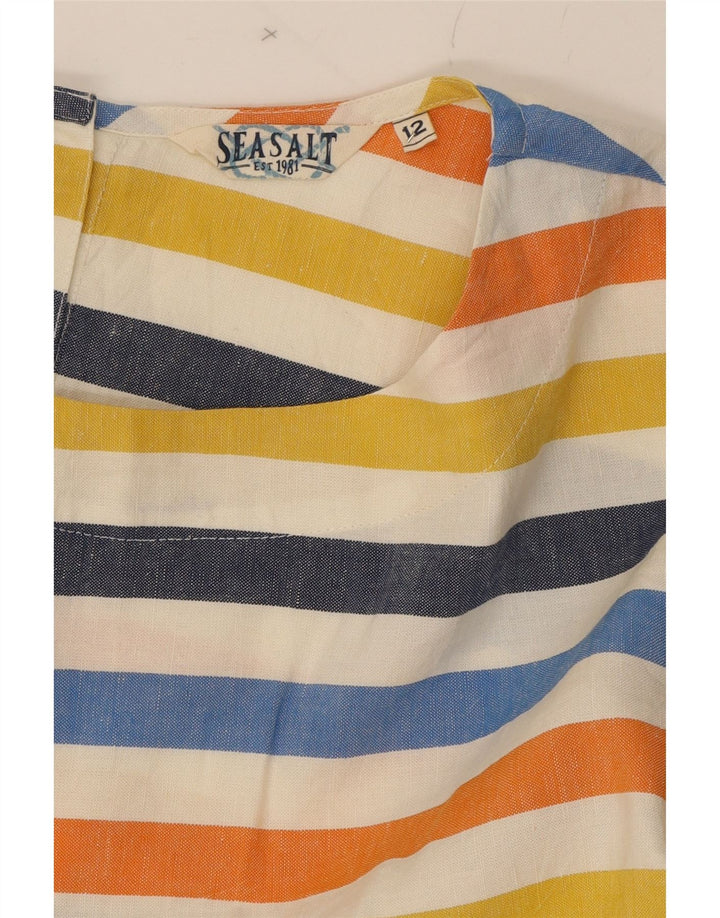 SEASALT Womens 3/4 Sleeve Sheath Dress UK 12 Medium Multicoloured Striped Vintage Seasalt and Second-Hand Seasalt from Messina Hembry 