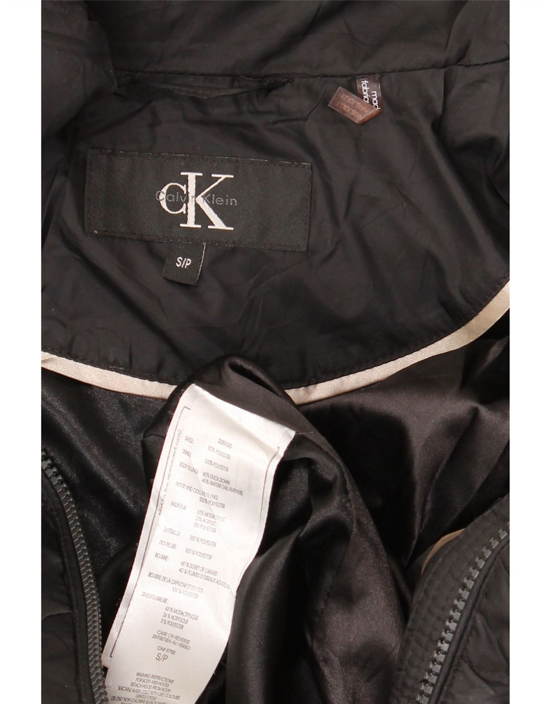 Calvin Klein Damen Wattierte Jacke UK 10 Small Schwarz Polyester