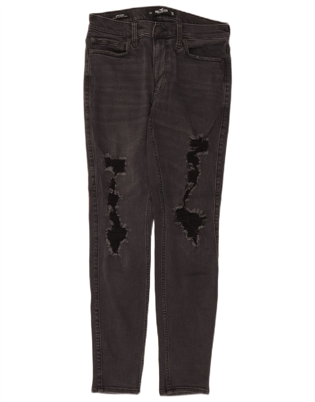 Hollister Herren Distressed Slim Jeans W30 L30 Graue Baumwolle