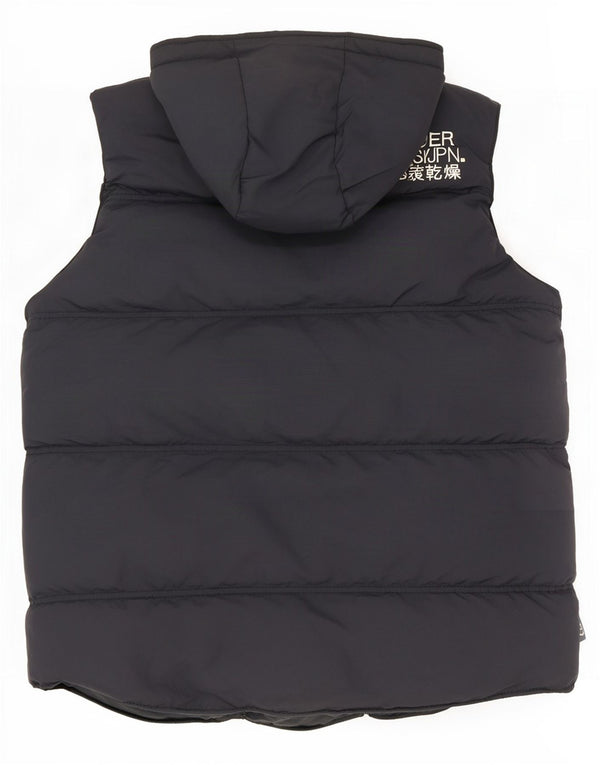 Superdry wattierte Herren-Weste mit Kapuze, UK 38, mittelmarineblaues Nylon