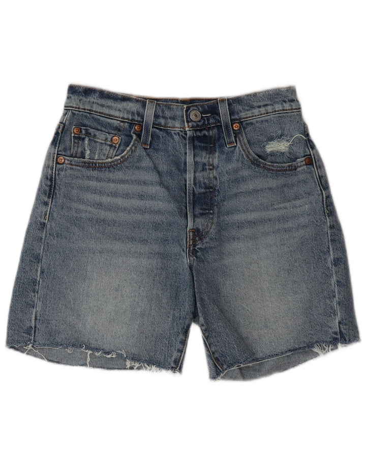 Levi's Damen 501 Distressed Denim Shorts W26 Small Blau