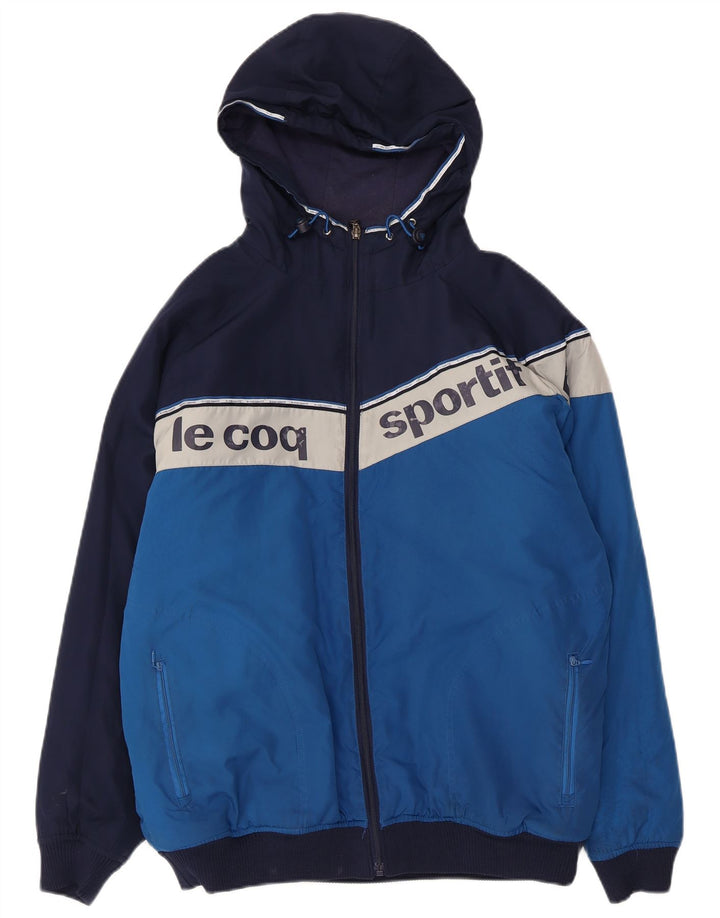 Le Coq Sportif Grafische Bomberjacke für Herren, UK 38, Mittelblau, Farbblock