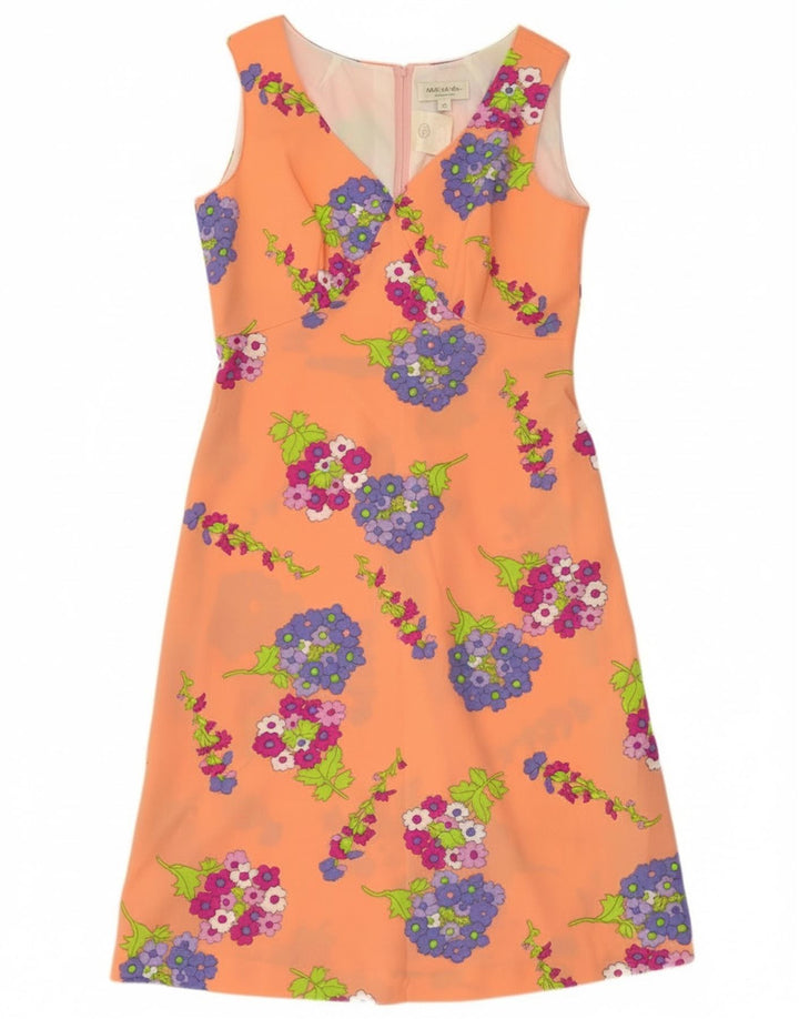 C & A Ärmelloses A-Linien-Kleid für Damen, EU 42, großes orangefarbenes Blumenmuster, Polyester