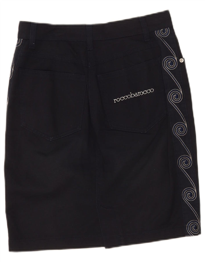 Roccobarocco Damen Bleistiftrock IT 44 Medium W28 Marineblau Geometrisch