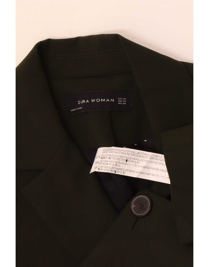 Zara Damen 1-Knopf-Blazerjacke UK 6 XS Khaki Polyester