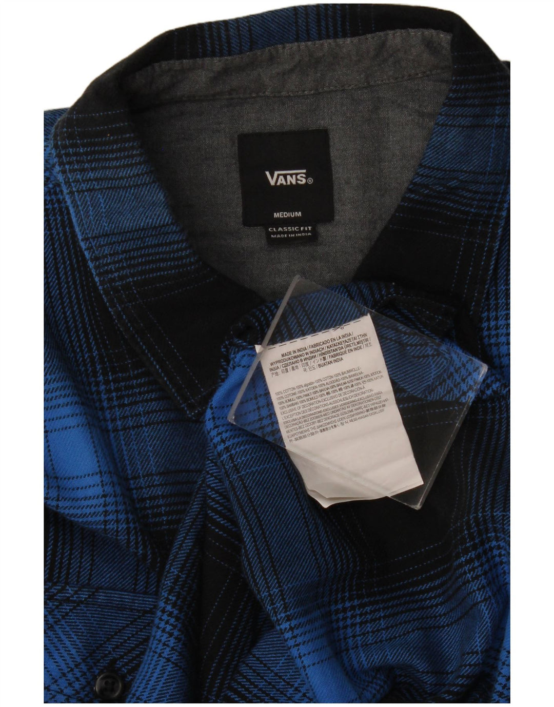 Vans Herren-Flanellhemd mit klassischer Passform, mittelblau karierte Baumwolle