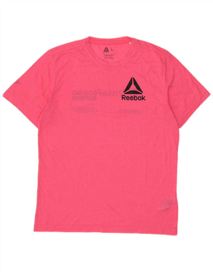 Reebok Herren Grafik-T-Shirt-Oberteil, groß, rosa, Polyester