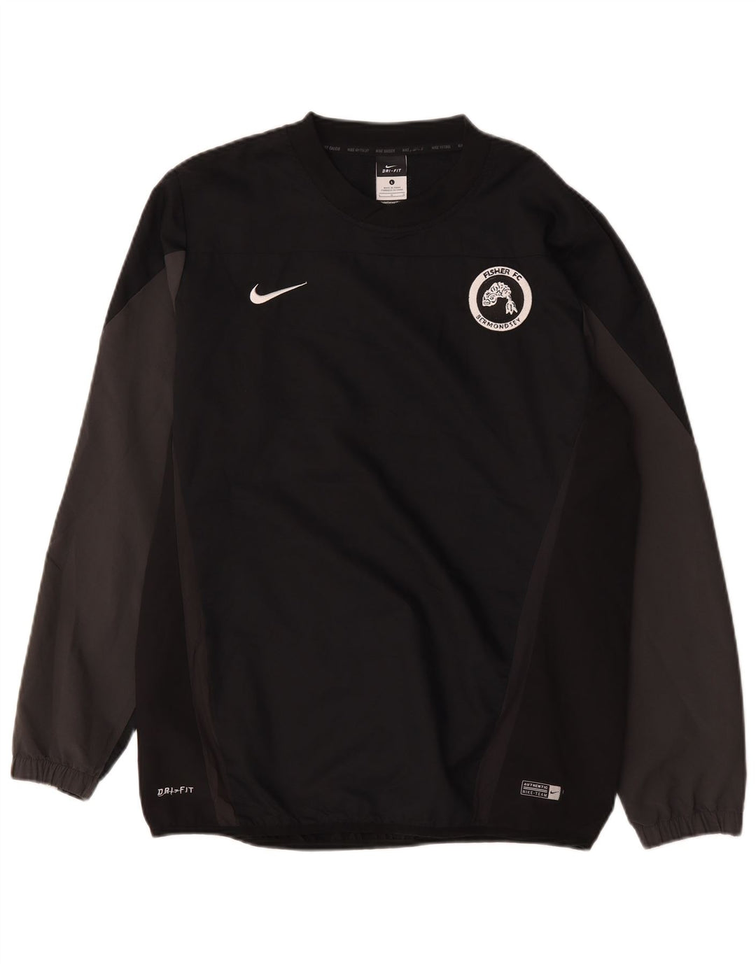 Nike Herren Dri Fit Grafik-Oberteil, langärmelig, groß, schwarzes Farbblock-Polyester