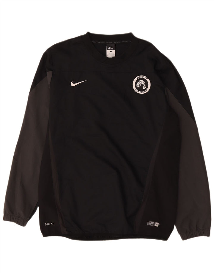 Nike Herren Dri Fit Grafik-Oberteil, langärmelig, groß, schwarzes Farbblock-Polyester
