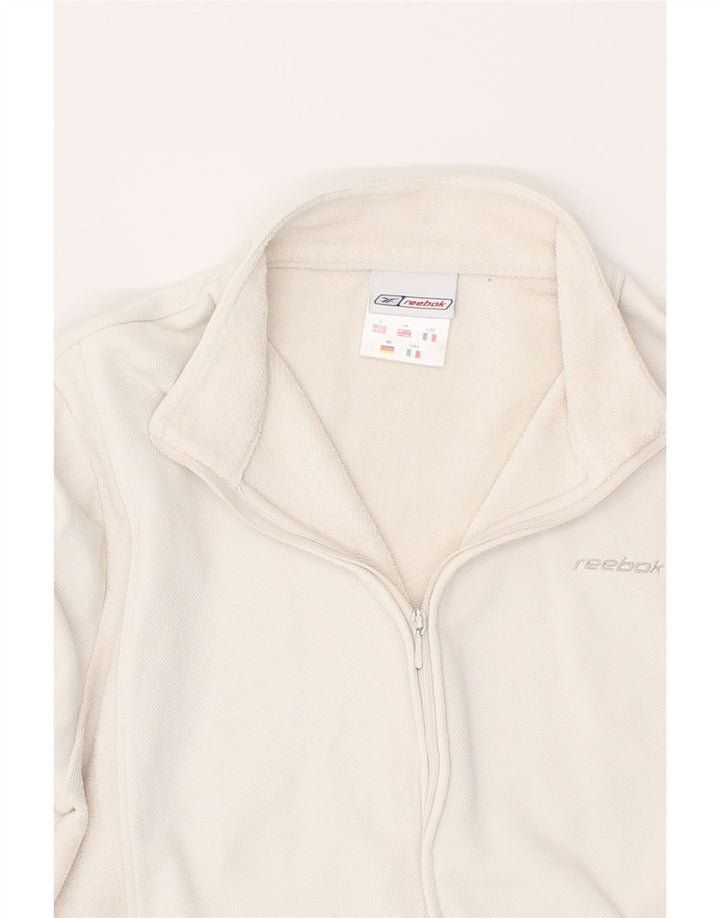 REEBOK Womens Tracksuit Top Jacket UK 14 Large  White Cotton Vintage Reebok and Second-Hand Reebok from Messina Hembry 