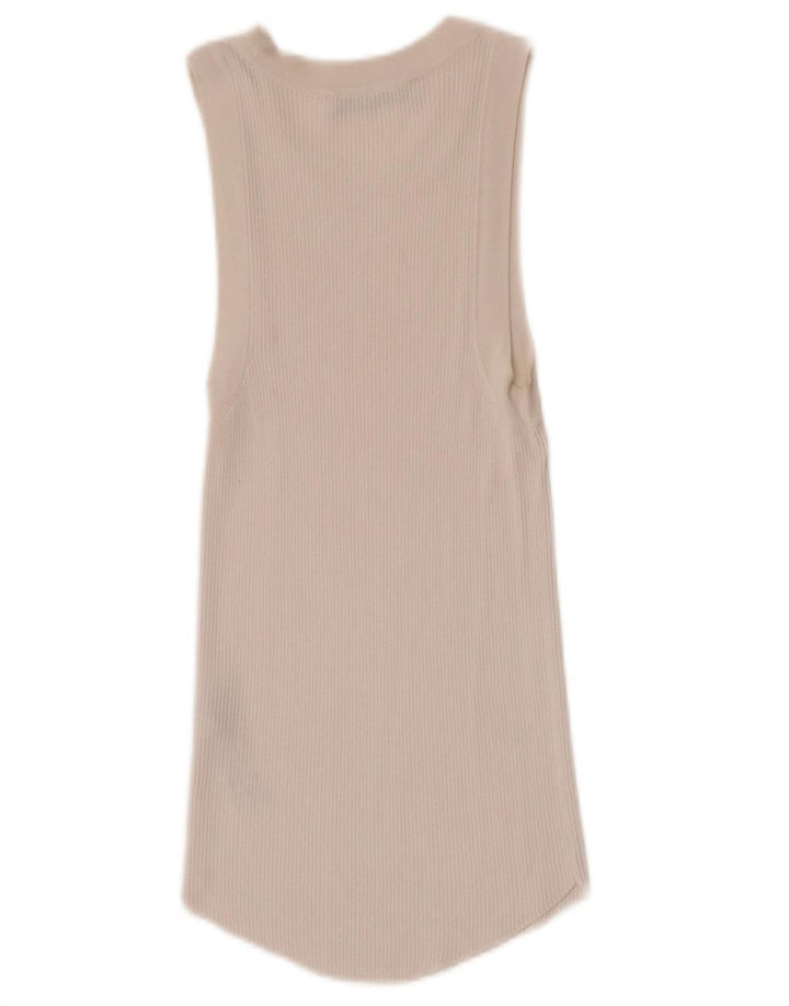 Zara Damen Weste Top UK 12 Mittelweiße Viskose