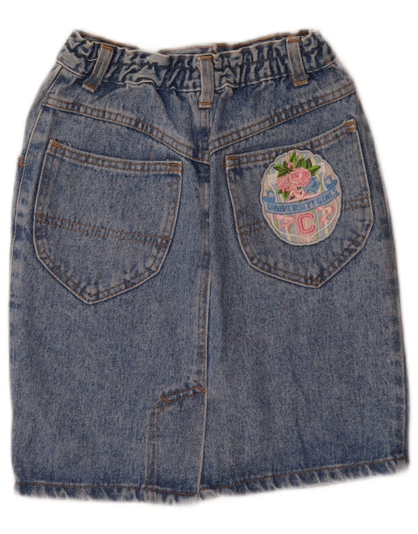 Vintage Mädchen-Jeansrock mit Grafik, 12–13 Jahre, W24, blaue Baumwolle