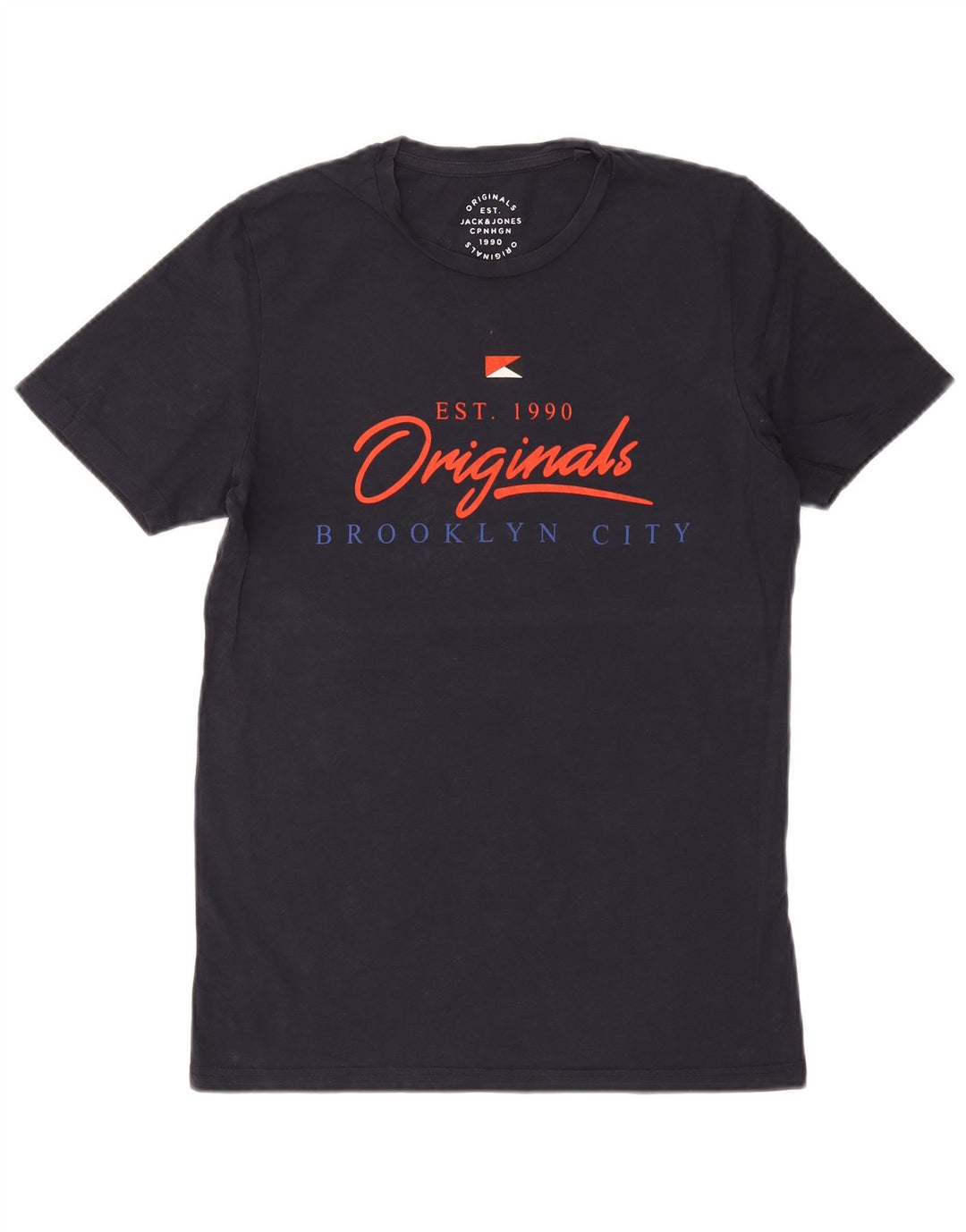 Jack & Jones Herren-T-Shirt mit Grafik, mittlere Marineblau-Baumwolle
