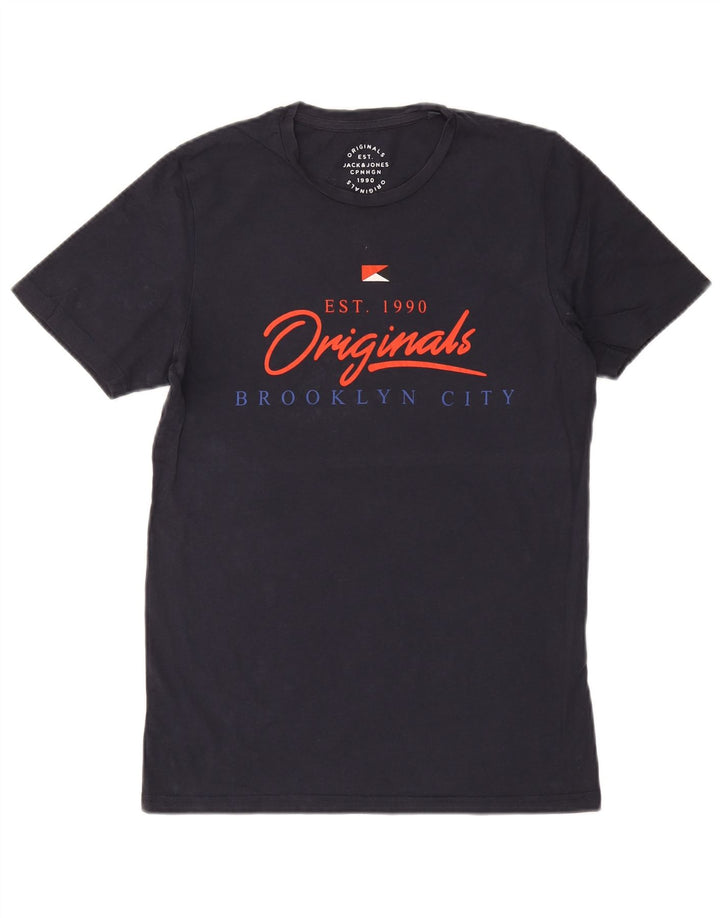Jack & Jones Herren-T-Shirt mit Grafik, mittlere Marineblau-Baumwolle