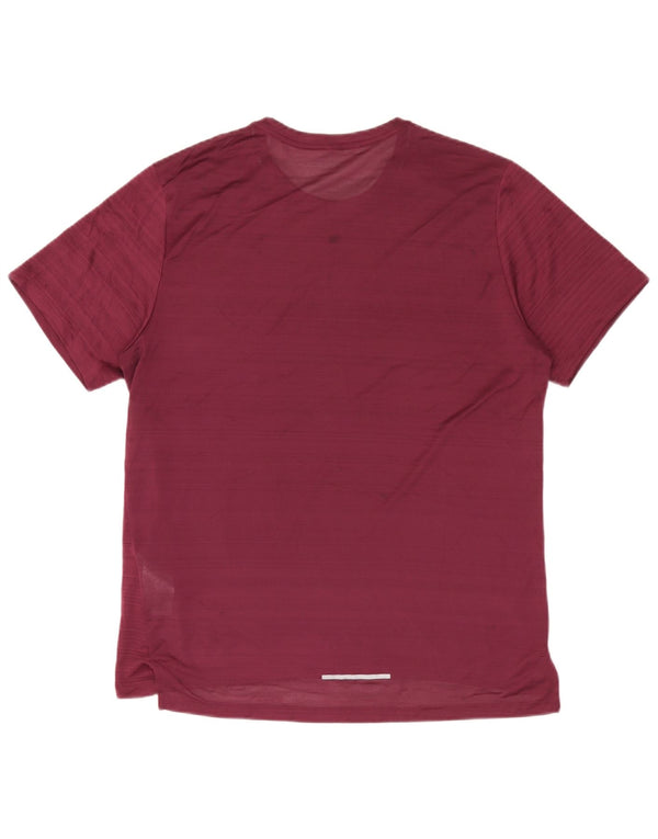 Nike Herren Dri Fit T-Shirt-Oberteil, groß, burgunderrot, gestreift, Polyester