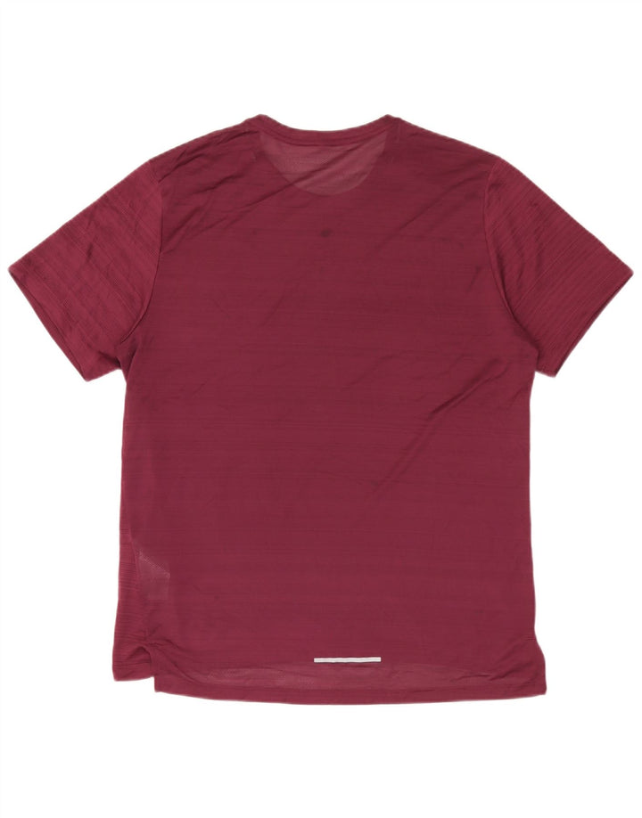 Nike Herren Dri Fit T-Shirt-Oberteil, groß, burgunderrot, gestreift, Polyester