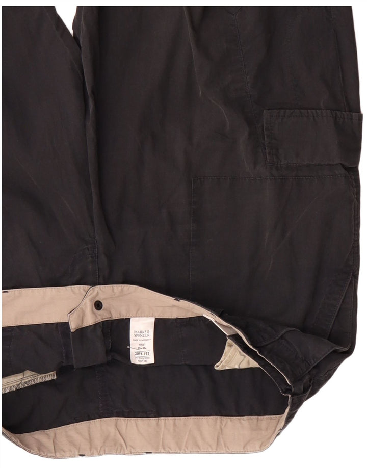 MARKS & SPENCER Herren Cargoshorts W38 XL Marineblaue Baumwolle