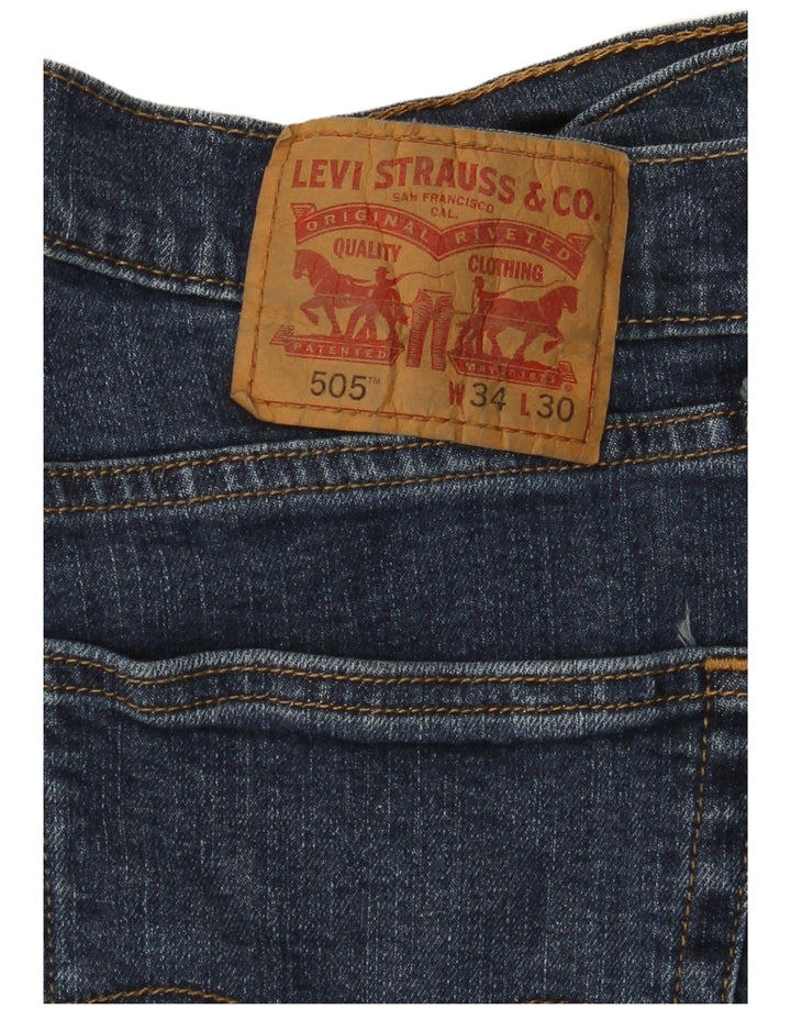 LEVI'S Herren 505 Straight Jeans W34 L30 Marineblaue Baumwolle