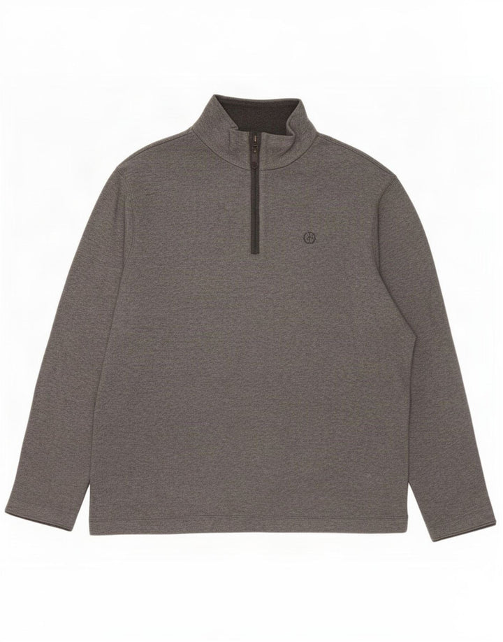Marks & Spencer Herren Blue Harbor Zip Neck Sweatshirt Pullover XL Grau