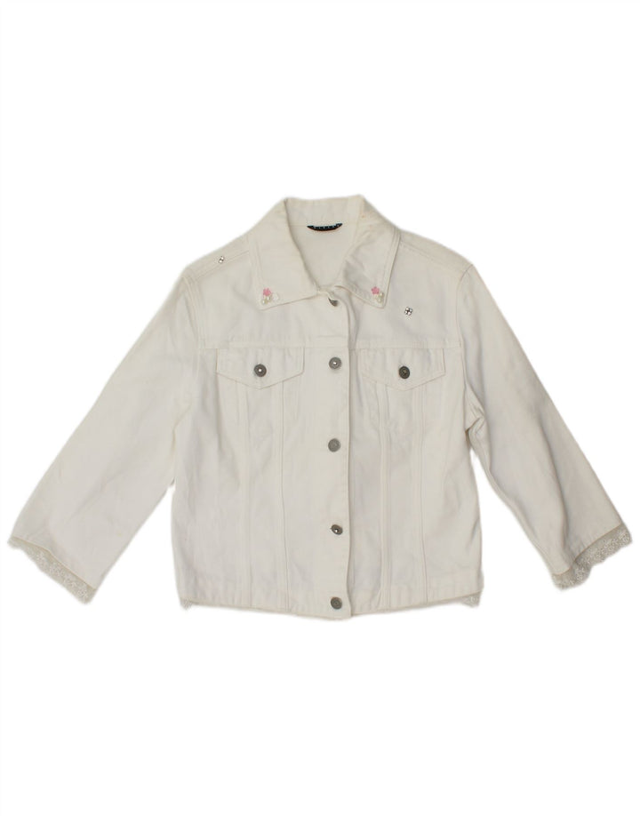 Sisley Damen Jeansjacke mit 3/4-Ärmeln, UK 4 XS, Weiß