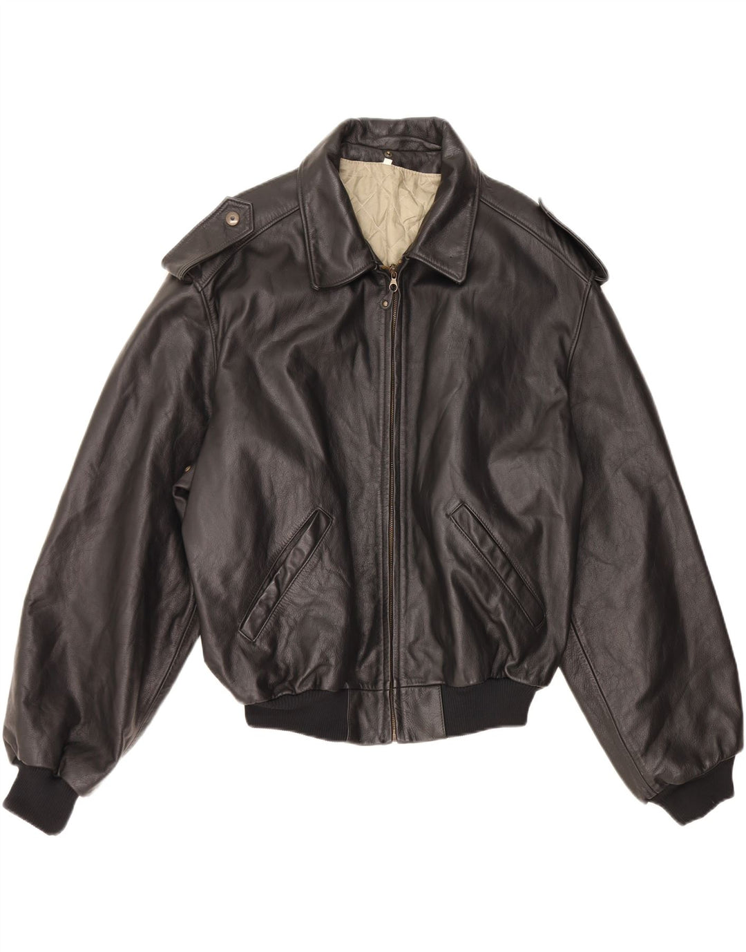 VINTAGE Herren Militärlederjacke IT 52 XL Schwarz