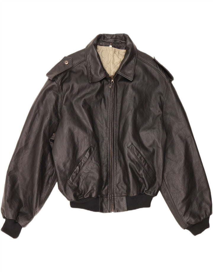 VINTAGE Herren Militärlederjacke IT 52 XL Schwarz