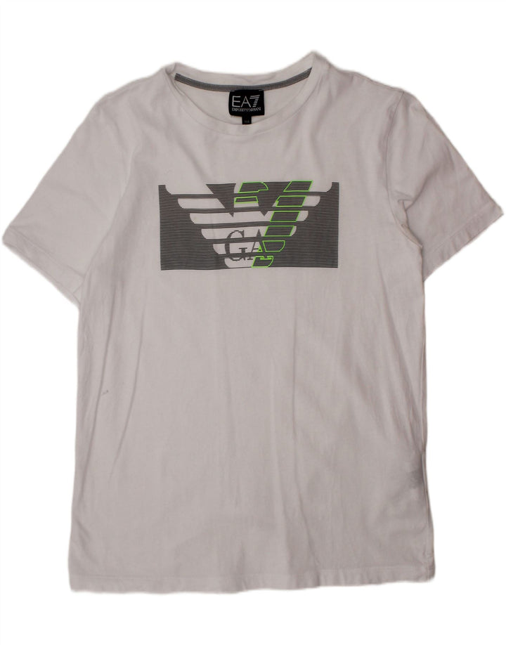 EMPORIO ARMANI Jungen-T-Shirt mit Grafik, 13–14 Jahre, weiße Baumwolle