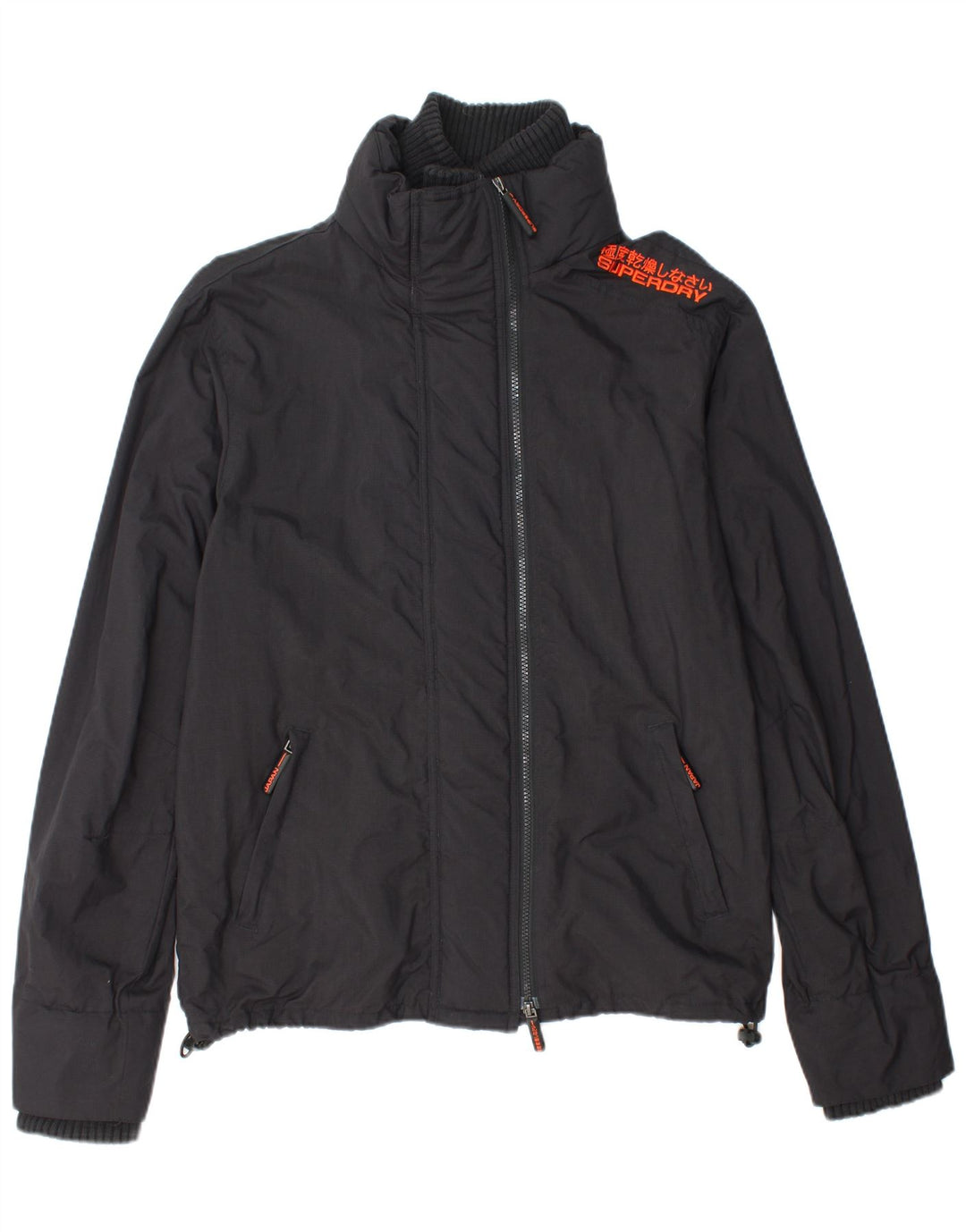 SUPERDRY Damen-Regenjacke mit Grafik, UK 18, XL, schwarzes Nylon