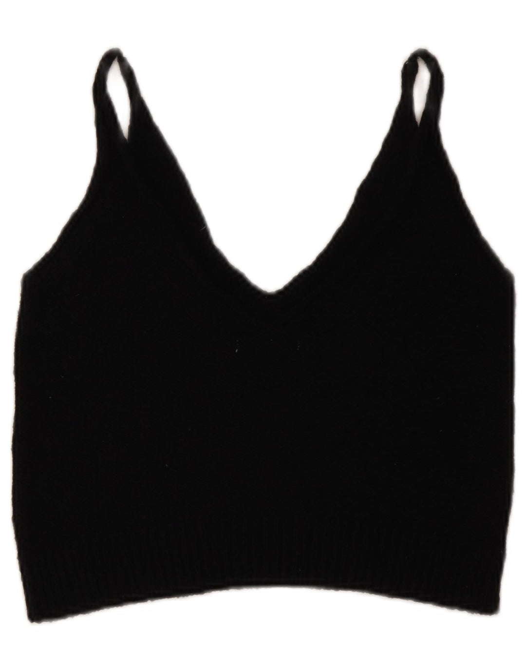 Ärmelloses Crop-Top aus Strick für Damen von Zara, UK-Größe 12, mittelschwarz, Baumwolle