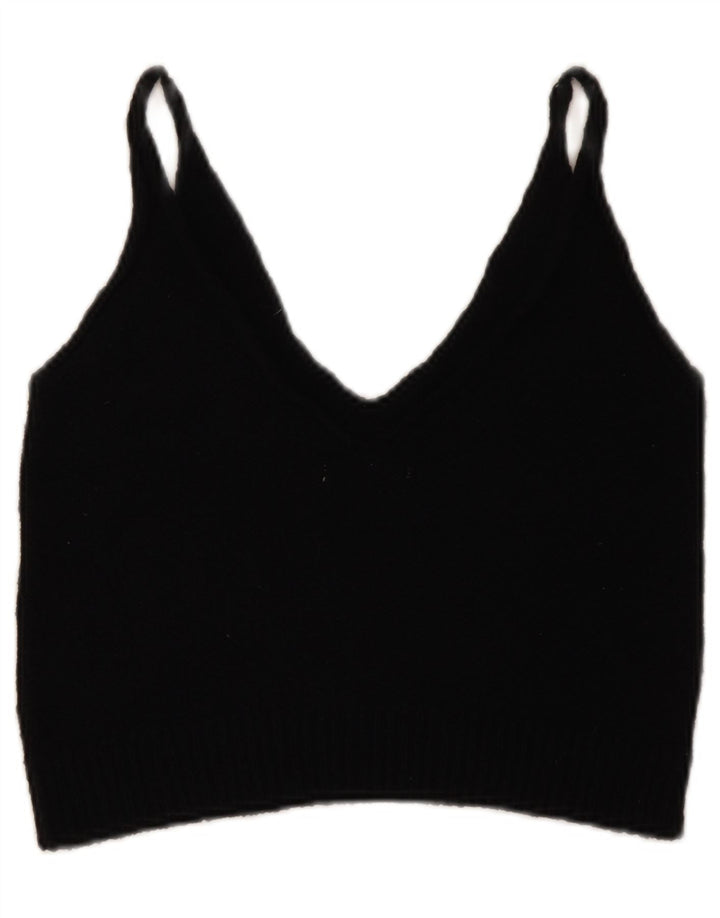 Ärmelloses Crop-Top aus Strick für Damen von Zara, UK-Größe 12, mittelschwarz, Baumwolle