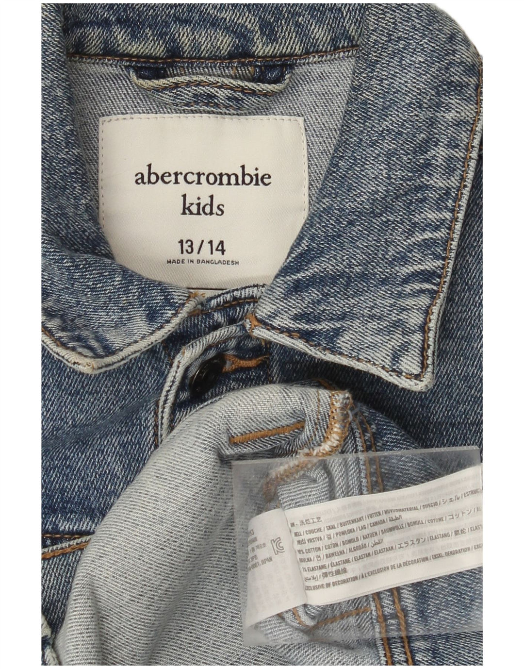 ABERCROMBIE & FITCH Jeansjacke für Jungen, 13–14 Jahre, blaue Baumwolle