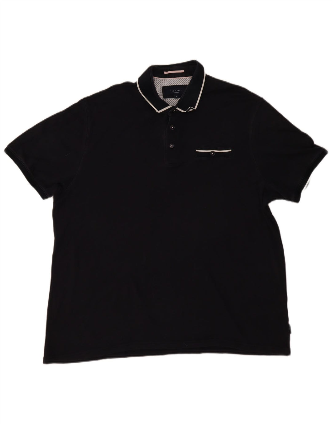 Ted Baker Herren-Poloshirt, Größe 6 2XL, schwarze Baumwolle