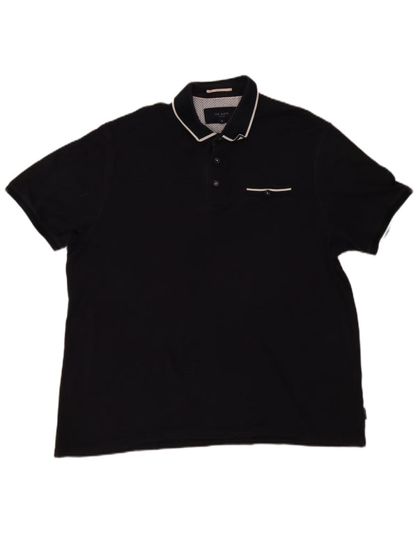Ted Baker Herren-Poloshirt, Größe 6 2XL, schwarze Baumwolle