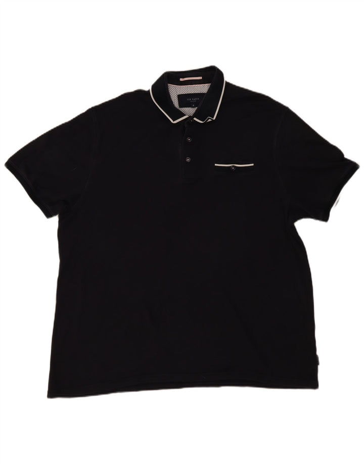 Ted Baker Herren-Poloshirt, Größe 6 2XL, schwarze Baumwolle